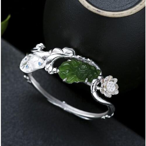 2019 blasting jewelry s925 sterling silver hetian natural stone bracelet bright silver wholesale silver craft retro openings b