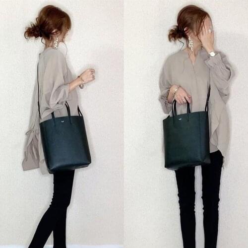 Korean Tops And Blouse Sweet Office Lady Casual Asymmetrical High Low Solid Autumn Women Long Sleeve Oversized Blouses Shirts