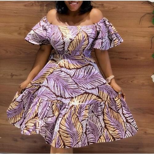 Women Floral Printed Dress Short Sleeve Off Shoulder Ruffle Pleated Summer Evening Party Dresses Vintage Elegant Robes Vestidos