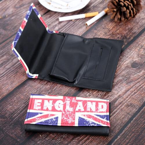 1Pc Random Patterns Paper Smoking Cigarettte Bag Portable Pocket Size PU Leather Tobacco Pouch Men Holiday Gift