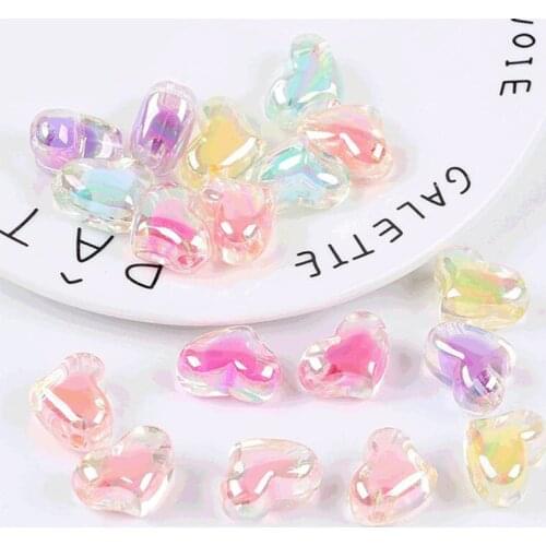 10pcs/lot Heart Beads Acrylic AB Color Large 19mm Loose Spacer Beads Pendant For Jewelry Making Hair Accessories DIY
