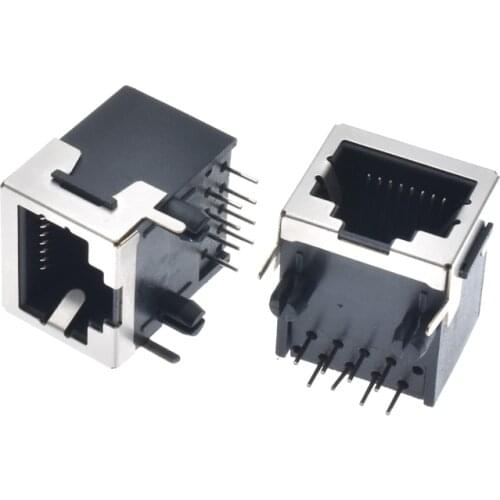 100pcs/lot 56-8P8C single port shielding 90 degree PCB modular jack RJ45 connector