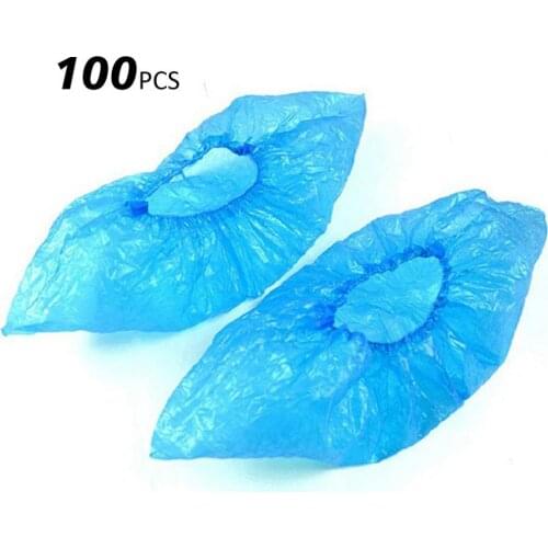 100 Pcs/Bag Disposable Plastic Shoe Cover Foot Cover Thickened Design Good Durability Tough Enough Shoe Cover Nested Design