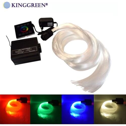 DC12V RGBW LED 16W fiber optic light engine driver + 2.4G touch controller + 500PCS 0.75mm 2m end glow PMMA fiber optic cable