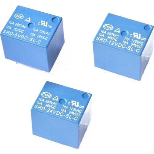 5Pcs SRD-12VDC-SL-C Power Relay SRD-03 05 06 09 12 24 12VDC-SL-C -SL-A 4Pin 5Pin 10A 3V 5V 9V 6V 24V 12V Relay High Quality