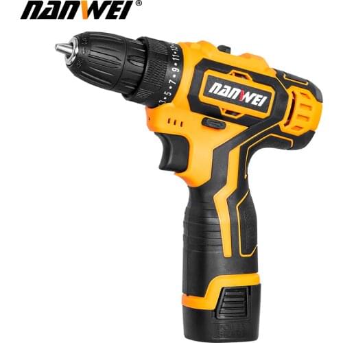 NANWEI 12V 18V Cordless Drill Electric Screwdriver Mini Wireless Power Driver DC Lithium-Ion Battery 3/8-In