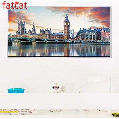 FATCAT London clock tower landscape diy Diamond Painting Full square round drill 5d Diamond Embroidery Mosaic Art Decor AE1681