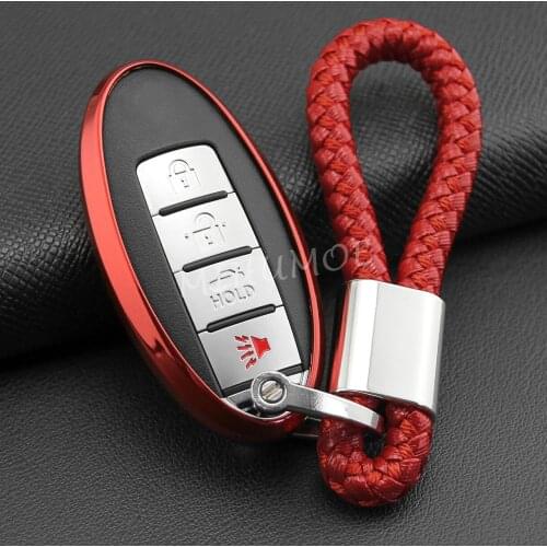 Car Key Fob Cover Case For Nissan Infiniti Qashqai X-Trail Rogue Sport Kicks Sentra Sylphy Quest Juke Q50 Q70 QX50 QX80 Red