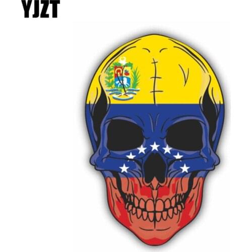 YJZT 9.5CM*14.4CM Skull Flag Venezuela Car Sticker Decal Body Helmet Car Accessories 6-1352