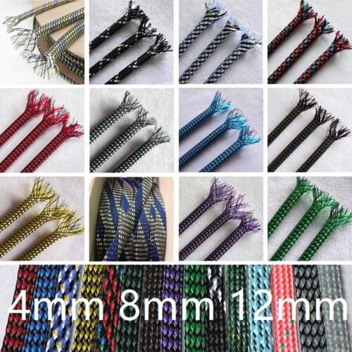 Colorful 4mm 8mm 12mm Braided Cable Sleeve PP Cotton PET Yarn Mixed Expandable Flexible Insulate Line Protector Wire Wrap Sheath
