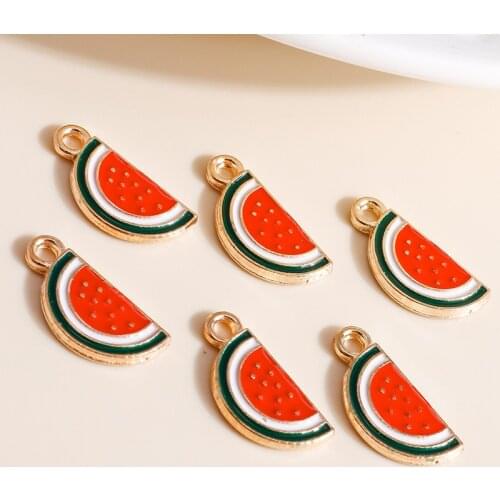 10pcs 8*17mm Enamel Watermelon Charms for Earrings Pendants Necklaces Making Mini Fruit Charms Handmade DIY Jewelry Accessories
