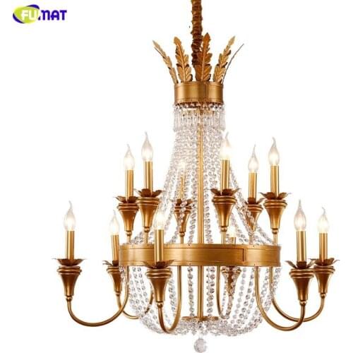 FUMAT K9 Crystal Iron Chandeliers Lamp Luxury Modern Style 3 6 8 12 LED Lights Gold Crown Molding Lights