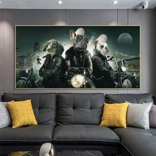 Cartoon Animals Anime Art Canvas Painting Motorcycle Fleet Monkey Poster And Prints Wall Pictures For Room Cuadros Decoration