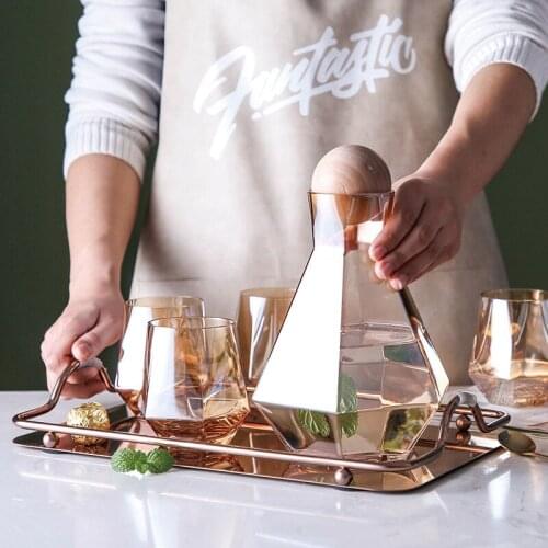 Nordic creative glass cold water bottle and cups ins air-cooled water bottle fruit juice large capacity bottle household