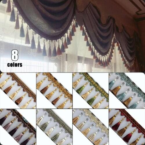 1 Meter Beaded Lace Curtain Sewing Tassel Fringe Trim Upholstery Curtain Ribbon Supplies decor