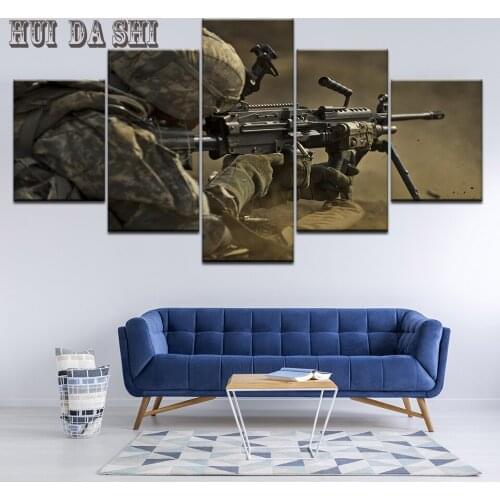 Modular HD Prints Pictures Wall Art Modern Canvas Paintings 5 Pieces Soldiers Sniper Poster For Living Room Home Decor Framework