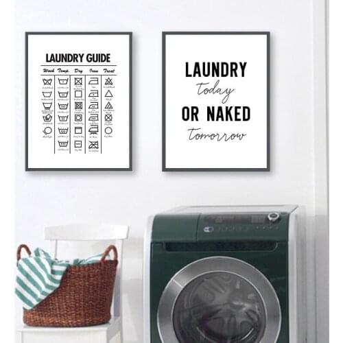 Laundry Today Room Wall Decor Laundry Symbols Guide Art Canvas Painting Print Poster Laundry Room Wall Picture Decoration