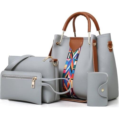 Newest 4Pcs/Sets Women Luxury Handbags Leather Shoulder Bags Large Capacity Casual Tote Bag Bucket Purses Messenger Sac A Main