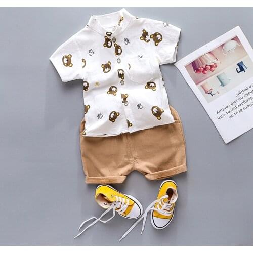Boys Clothes Baby Summer Cartoon Shirt Set Print Short Sleeve Shirt + Pants for Infant Toddler Boy 2 PCS Outwear 1 2 3 4 Years