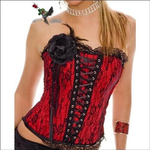 Wholesale Ladies Satin Lace Up Basque Corset sexy lingerie party corset black 2163