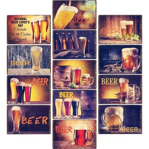 Beer Metal Sign Plaque Vintage Posters Decorative Metal Wall Plates Bar Pub Home Decor 20x30cm
