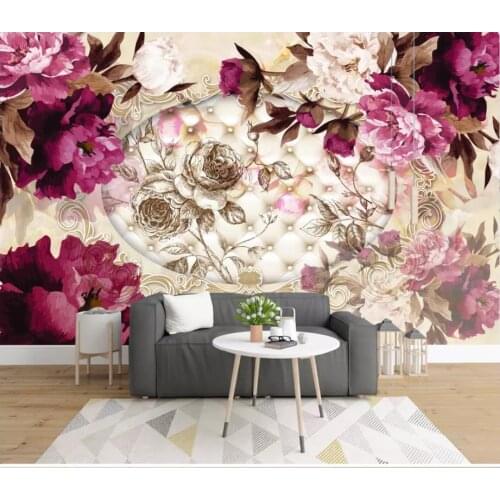 Custom photo wallpaper for walls 3 d murals wallpaper 3D European luxury hand-painted flowers soft mural TV background wall