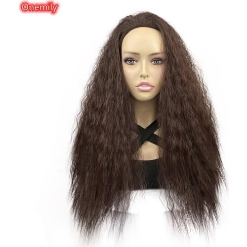 Onemily Yaki Straight Wigs for Black Women Very Long Soft Shaggy Synthetic Natural Silky Wig for Daily Wear
