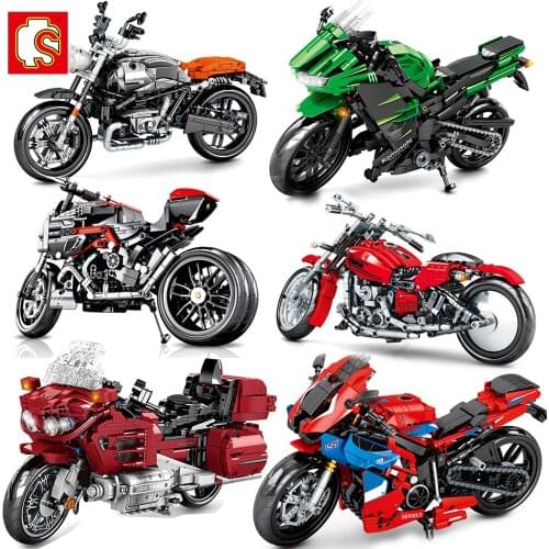 SEMBO Technical Motorcycle Car Model Building Blocks Speed Racing City Vehicle MOC Motorbike Bricks Kits Toys For Boys Children