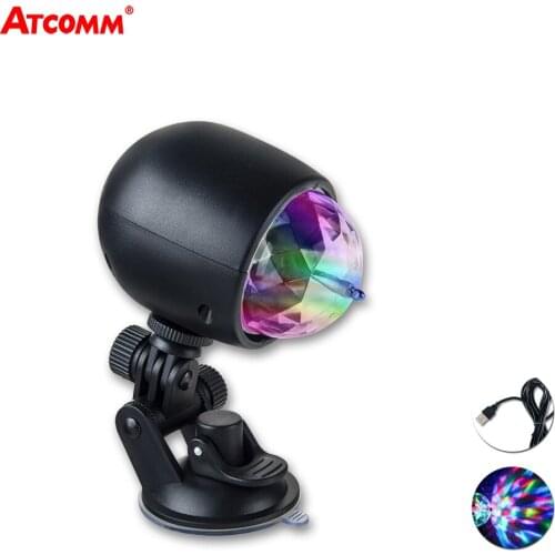 5V USB LED Stage Light Auto Rotating Crystal Magic Ball DJ Disco Light With Suction Cup Apply To Car Party Holiday Decor