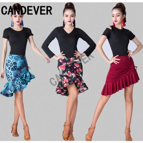 Top Lady flower Fringed Triangle Latin Dress Sexy One Skirt Adult Skirt Latin Dance Dress Costume Womens Black Practice Skirt