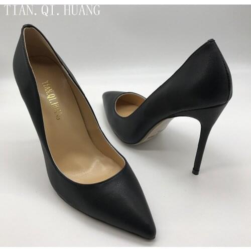 2017 Genuine leather Womens Pumps High Heels Classic Styles Shoes Woman Black High Heels Shoes Brand TIAN.QI.HUANG