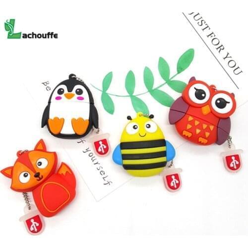 Pvc fox usb flash 4GB 16GB 32GB 64GB 128gb owl penguin Usb Flash Drive memory stick Pendrive cartoon animal bee usb flash drive