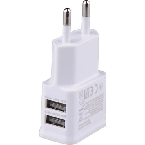 Dual Port USB Charger EU Charger Travel Charging Adapter Universal Mobile Phone Wall Charger Device for iPhone Samsung Xiaomi