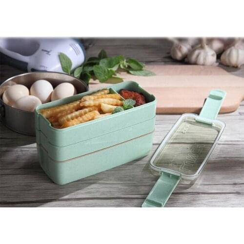1PC 750ml New Portable 3 Layer Healthy Lunch Box Food Container Microwave Oven Lunch Bento Boxes Lunchbox PK 003