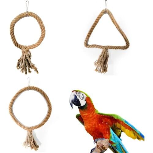 1 Pc Triangle Circle Shape Rope Parrot Climbing Swing Pet Bird Toy Cage Hanging Decor