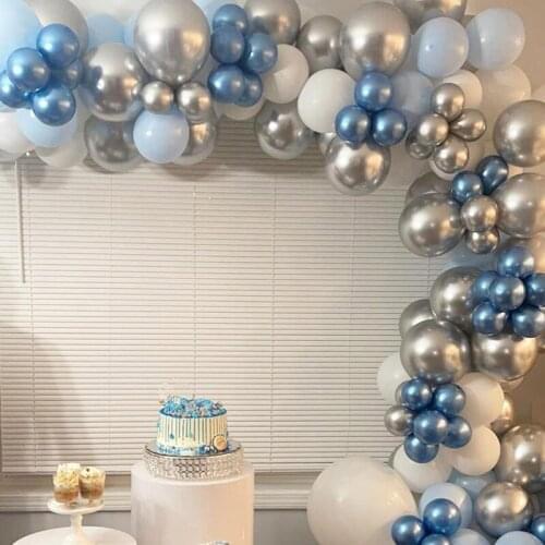 118pcs Blue White Arch Garland Kit Chrome Silver Birthday Balloons DIY Wedding Party Decoration Supplies Baby Shower Globos