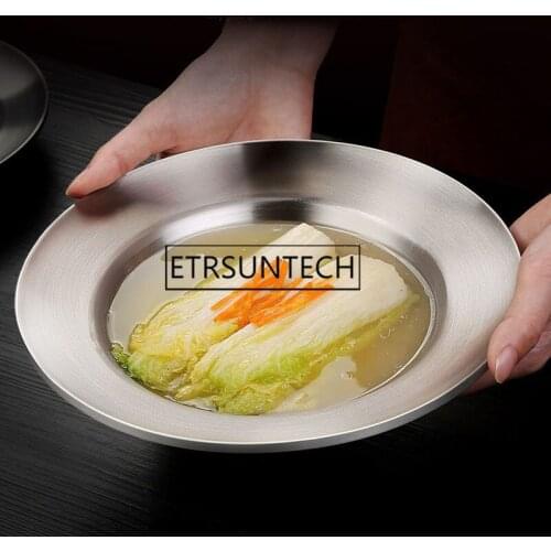20pcs Pasta Dish 304 Stainless Steel Pasta Plate 19/21/23cm Double Insulated Stainless Steel Plate