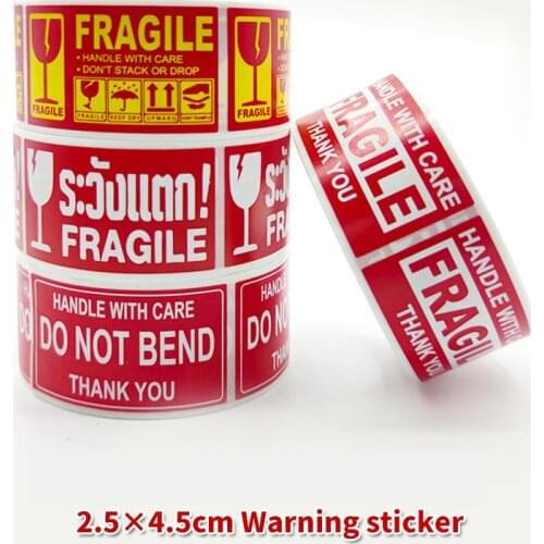 250pcs Warning Fragile Stickers, 1" X 1.8" Handle with Care Fragile Thank You Warning Business Packing Shipping Label Stickers