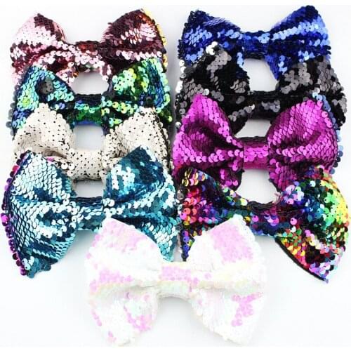 30 PCS/lot , 4.7 inch flip sequin hair bows, glitter bows