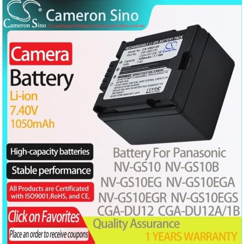 CameronSino Battery for Panasonic NV-GS10 NV-GS10B NV-GS10EG NV-GS10EGA NV-GS21 fits Panasonic CGA-DU12 Digital camera Batteries