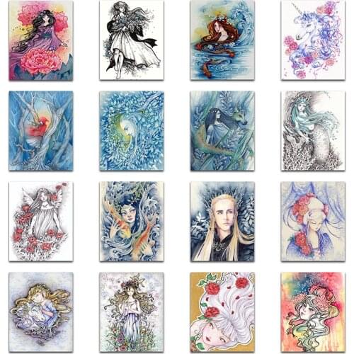 Full Diamond painting Cross stitch Portrait beauty Comic Girl DIY 3D Diamond mosaic cartoon lady Diamond embroidery flower Fairy