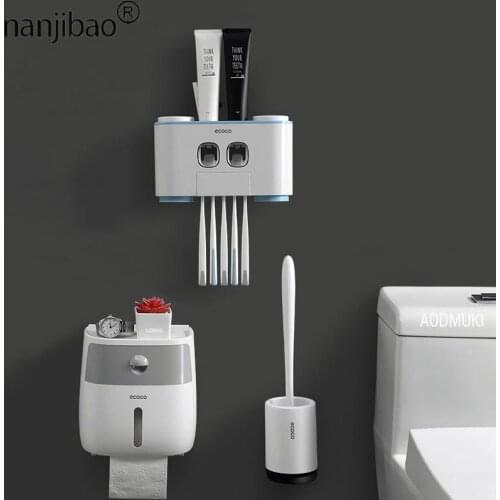 Automatic Toothpaste Dispenser Toothbrush Holder Toilet Brush Waterproof Tissue Box Toilet Paper Holder Bathroom Accessories Set