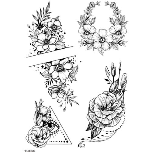 White Roses Flowers Waterproof Temporary Tattoo Sticker The Flash Tatoo Tatouage Temporaire Henna Tattoos Fake Tattoo Men