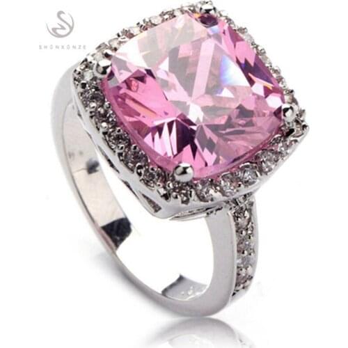 Fleure Esme best sell wedding fashion Jewelry & Accessories rings for women dropshipping Pink Cubic Zirconia Rhodium Plated R555