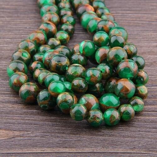 6-12mm Speckle Pattern Gilding Stone Natural Plated Agates Semi-Precious Smooth Beads For Necklace Bracelets Jewelry Making DIY