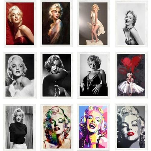 Classical Movie Star Canvas Painting Marilyn Monroe Black White Illustration Posters and Prints Wall Print Art Mural Home Decor