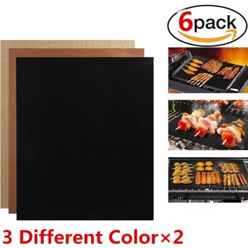 6 Pcs Non-stick BBQ Grill Mat Barbecue Baking Pad Reusable Cooking Plate For Party Grill Mat Tools Outdoor 40*33cm