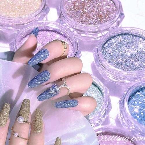 1box Nail Crystal Diamond Powder Rainbow Color Glitter Shiny Pigment Holographic Glass Micro Drill Nails Art Decoration Nail DIY