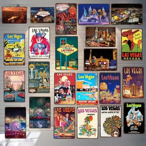 Las Vegas Tourism City Metal Sign Wall Art Bar Home Restaurant Vintage Decor Unique Gift DU-3672A