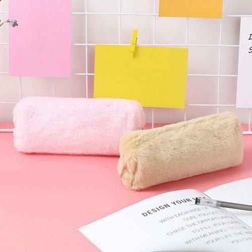 Lovely Girl Plush Pencil Case Fuzzy Fluffy Pencil Case Makeup Pouch Coin Purse Storage Bag пенал школьный trousse stylo scolaire